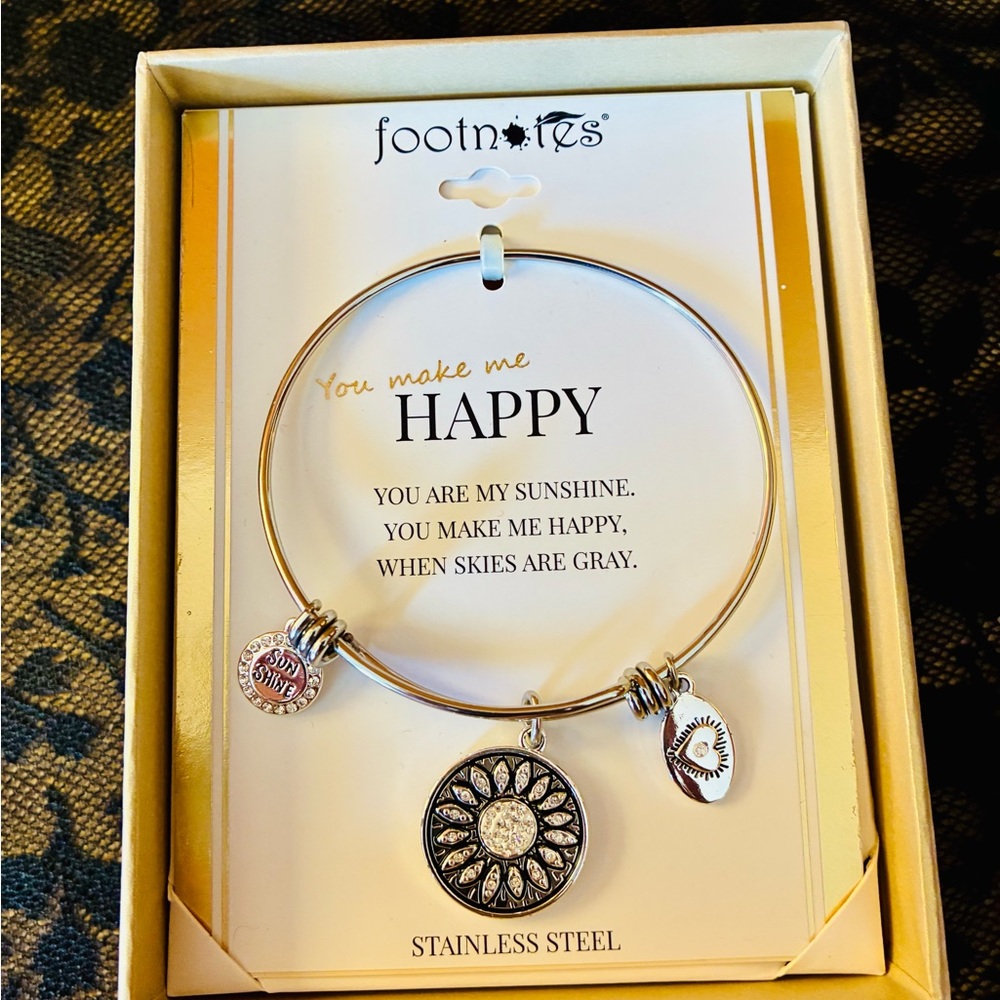 Footnotes Stainless Steel Sun Charm Bracelet